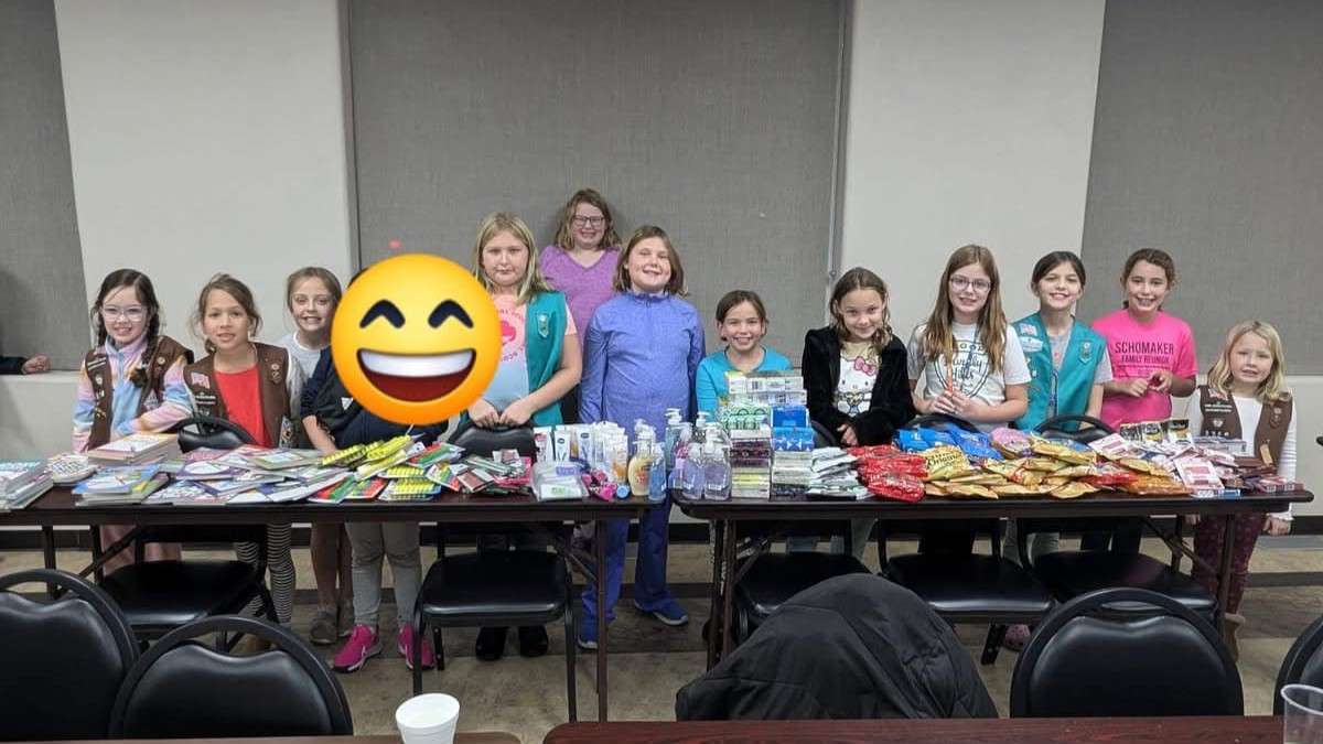 Girl Scout Troop 8366 put together bags of goodies to share with recipients of Bond County Meals on Wheels